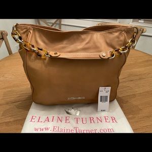 Elaine Turner Caitlin butter leather tortoise handle shoulder bag